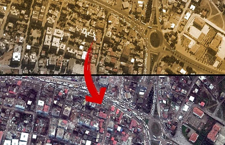 Deprem sonrası yıkım uydudan görüntülendi